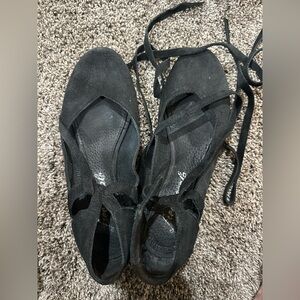 Free People Black Suede Lace-Up Flats